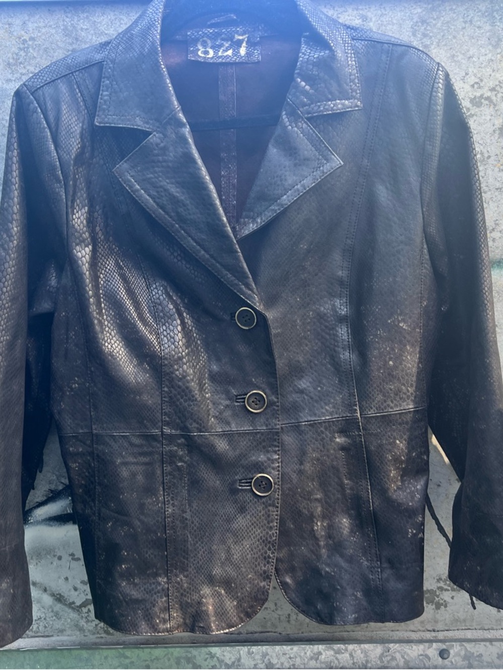 Upcycled Vintage Reptile Embossed Leather Jacket